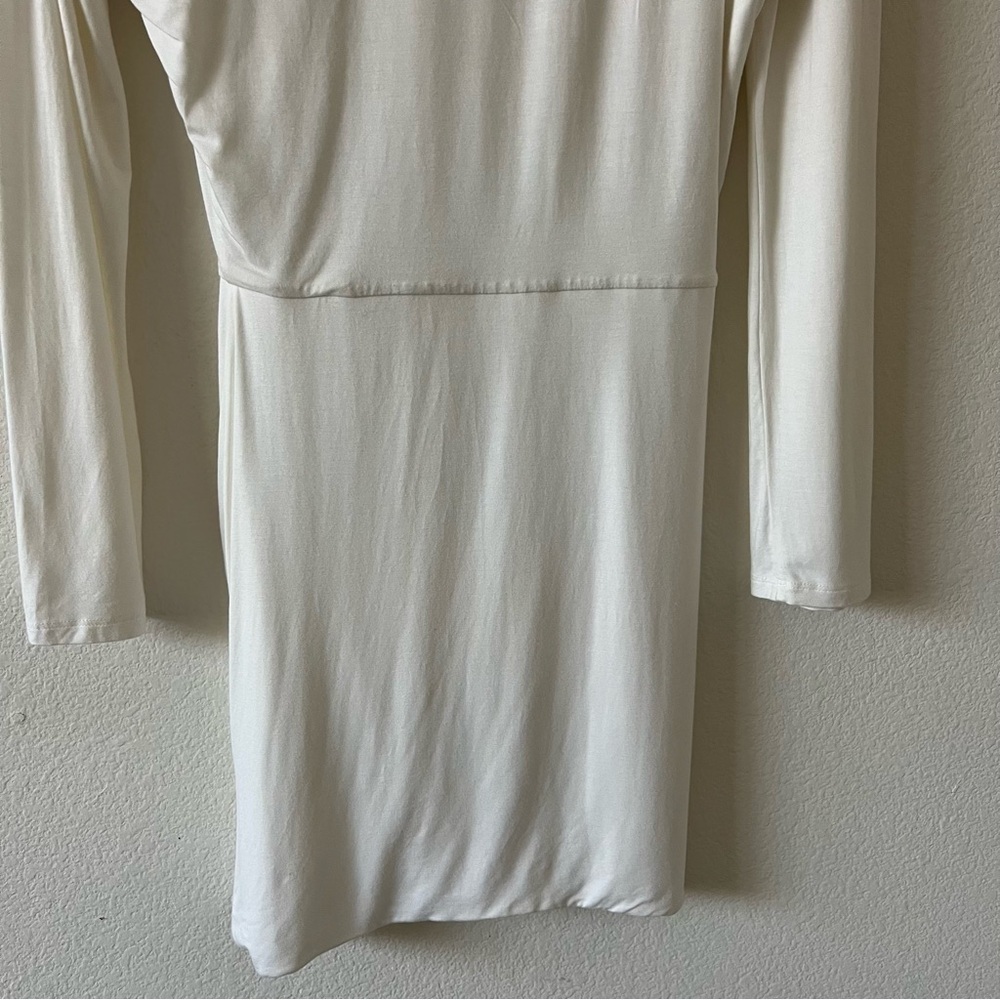 Lovers + Friends Ivana Ruched Mini Dress White Cowl Neck Long Sleeve Small - Picture 12 of 16